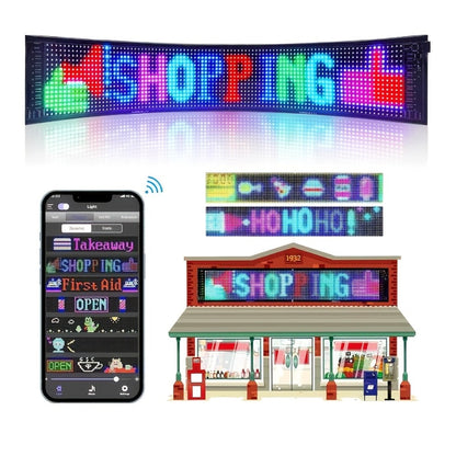 Programmable Flexible LED Matrix Panel Sign, App & Radio Controlled, Dynamic Scrolling Text Pattern & Animation