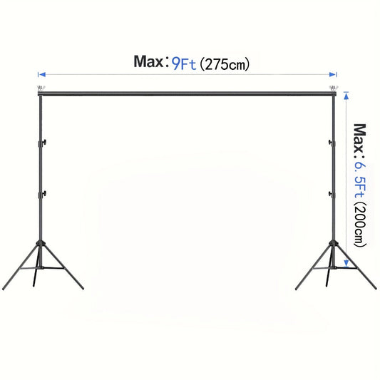 Backdrop Stand 9 x 6.5-Foot Adjustable Tripod Frame with Interlocking Crossbars and Backdrop Clips