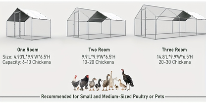 Metal Chicken Run Outdoor Poultry Cage Large Walk-in Enclosure for Chickens Ducks Rabbits for Garden, Patio and Yard Use