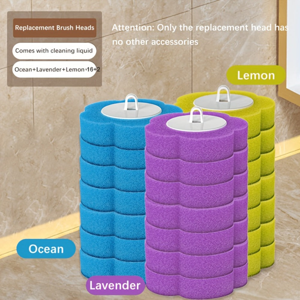 Disposable Toilet Brush Set with Replacement Brush Heads Wall Mounted or Floor Standing for Entryways, Bedrooms and Living Spaces