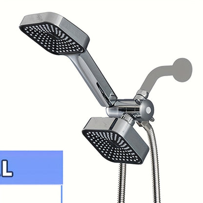 Dual Handheld Shower Kit with 4-Inch Spray Head, Long Hose, 3-Way Diverter and Silver or Black Finish