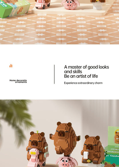 Capybara Micro Brick Building Set 562pcs Collector Edition – Miniature DIY Assembly Desk Decor Stress Relief Toy for Kids Teens Adults