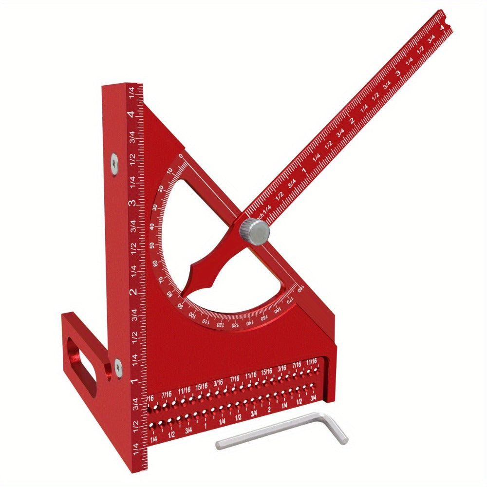 Adjustable 3D Carpentry Square Set 180° Rotating Aluminum Alloy Triangle Ruler T-Square for Entryways, Bedrooms and Living Spaces