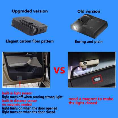 LED Door Projector Lights 4pcs American Flag Logo Wireless Car Door Step Welcome Shadow Light Universal Fit All Car Brands Battery Powered