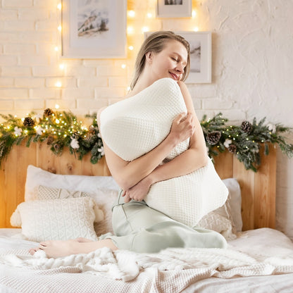 Memory Foam Cervical Pillow Contour Neck Support Orthopedic Bed Pillow for Side Back Stomach Sleepers with Cooling Pillowcase Queen King