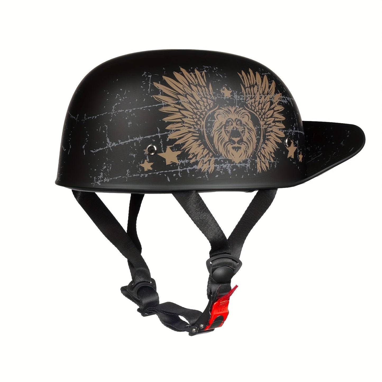 Motorcycle Helmet Crown Racing Half-Shell with Four Graphic Styles, M-XL Sizes, Padded Liner and Quick-Release Strap