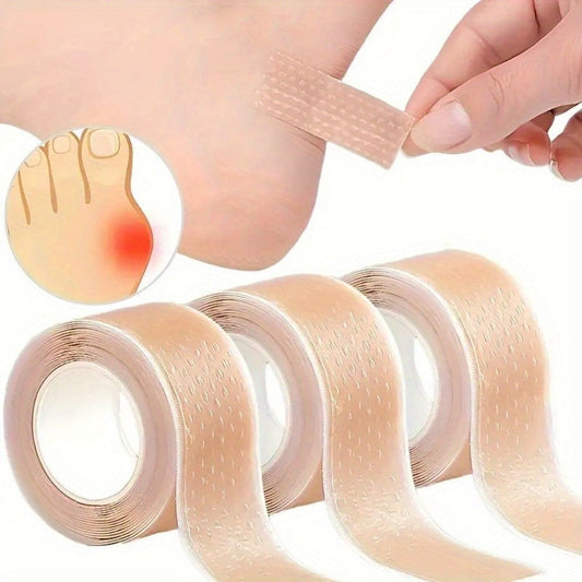 Silicone Gel Blister Bandages 3 Rolls - Transparent Heel Protector Tape, Flexible Breathable Adhesive Pads for Foot Heel Toe Hand