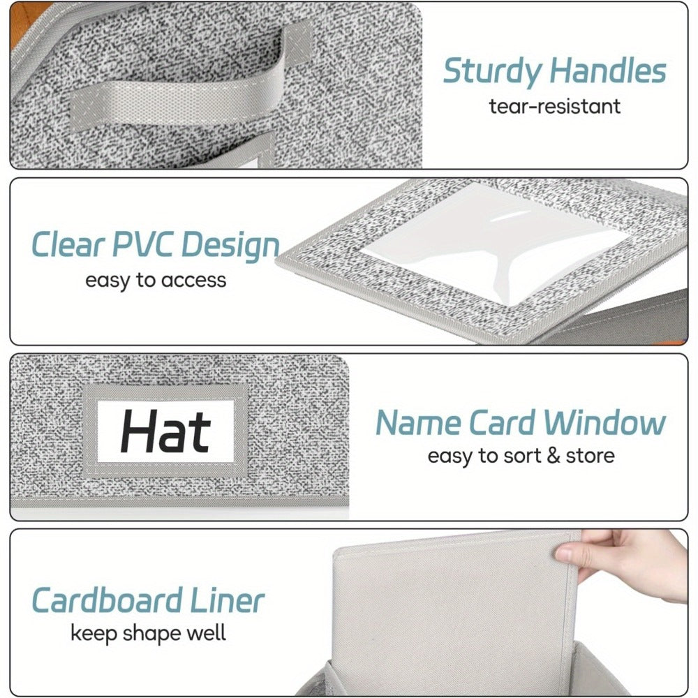 Stackable Baseball Cap Storage Box with Clear Viewing Window, Hat Organizer for Closet Holds Up to 30 Caps