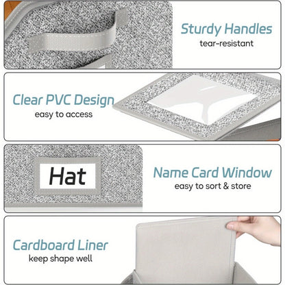 Stackable Baseball Cap Storage Box with Clear Viewing Window, Hat Organizer for Closet Holds Up to 30 Caps