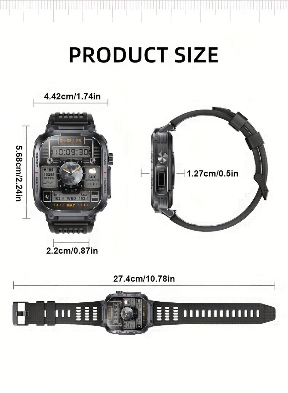 Smartwatch for Men 2.02 Inch with LED Flashlight, Wireless Calling and Activity Tracking for Outdoor Use