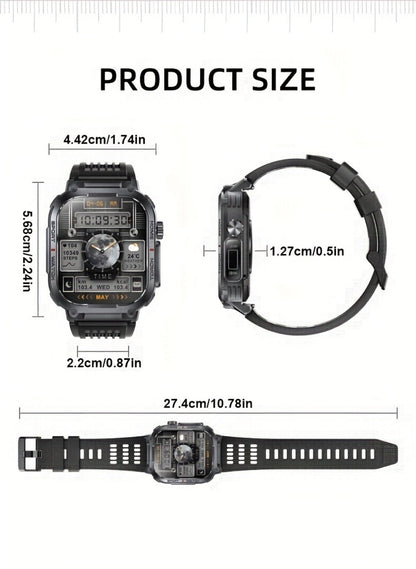 Smartwatch for Men 2.02 Inch with LED Flashlight, Wireless Calling and Activity Tracking for Outdoor Use