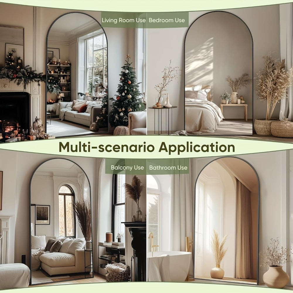 Full Length Mirror Floor Mirror Freestanding 58x18 Inch Arched Full Body Mirror Wall Mounted for Entryways, Bedrooms and Living Spaces
