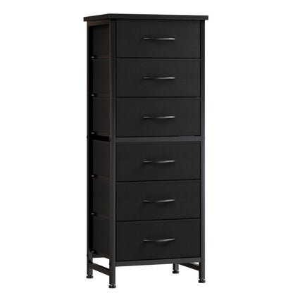 6 Drawer Fabric Dresser with Steel Frame Wooden Top – Storage Chest Organizer for Bedroom Closet Hallway Living Room