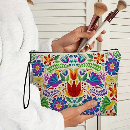 Makeup Bag Four-Piece Zipper Pouch Set in Floral or Animal Prints for Travel, Vanity and Everyday Beauty Storage