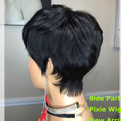 Synthetic Wig 4-Inch Layered Pixie with Bangs, Black-Blonde Look and Rose Net Cap for Daily Style