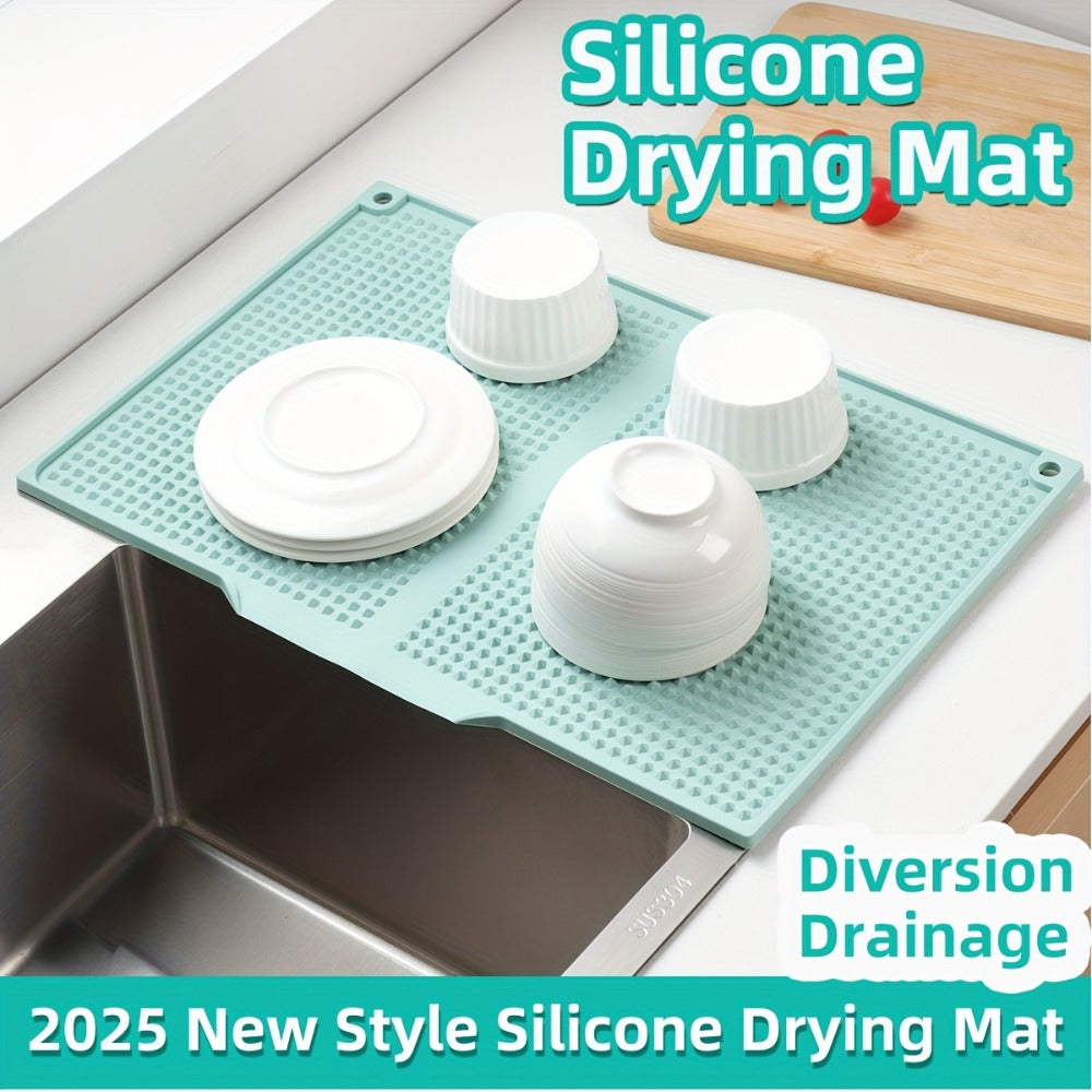 XL Kitchen Countertop Drying Mat 17.72x12.2 Inch Heat Resistant 446°F Anti-Slip Splash-Proof Drain Pad