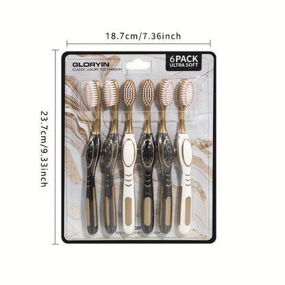 Gloryin Soft Bristle Toothbrush Set Anti-Slip Olive Handle Full Size Head Gentle Gum Care Daily Oral Hygiene