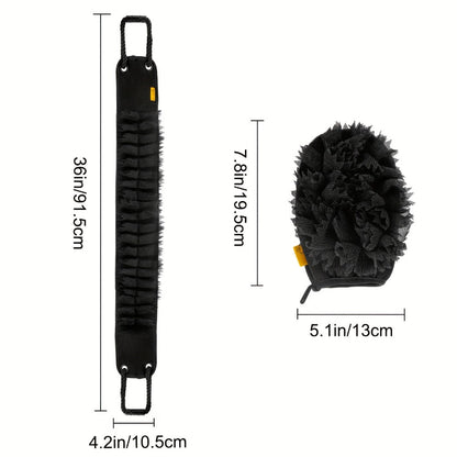 Exfoliating Back Scrubber Set with Bath Glove – 36" Dual-Sided Body Scrub Towel, Non-Slip Handles