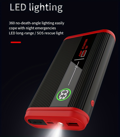 Lithium Jump Starter 3000A 8000mAh 12V Battery Pack USB-C Recharge Round LED Display for 6.0L Diesel for Garden, Patio and Yard Use