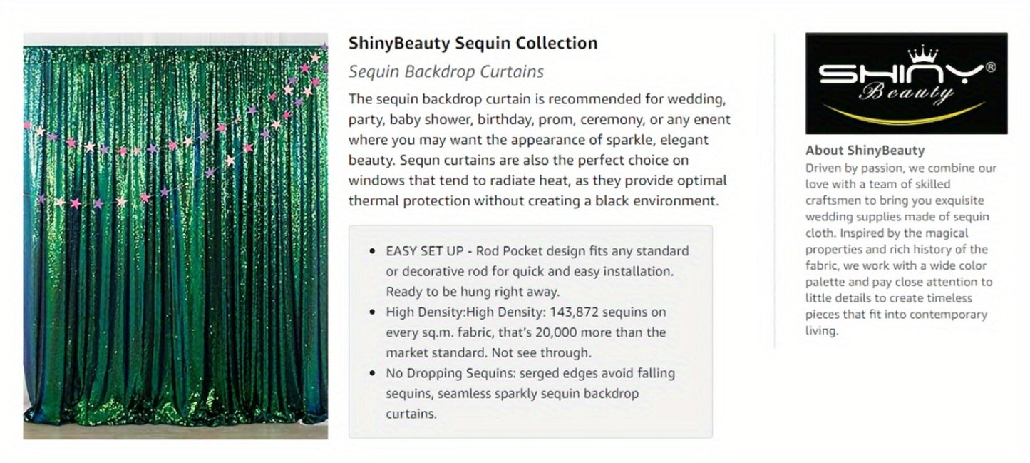 Sequin Backdrop Curtain for Party Wedding – 4x8ft Shimmering Glitter Curtain for Birthday Photo Booth Stage Decoration, Easy Hang