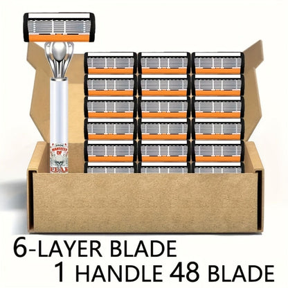 Men's Safety Razor Set 72 Blades 2 Non-Slip Handles Progressive Classic Style Painless Shaving Kit – Close Shave Replacement Blade Razor