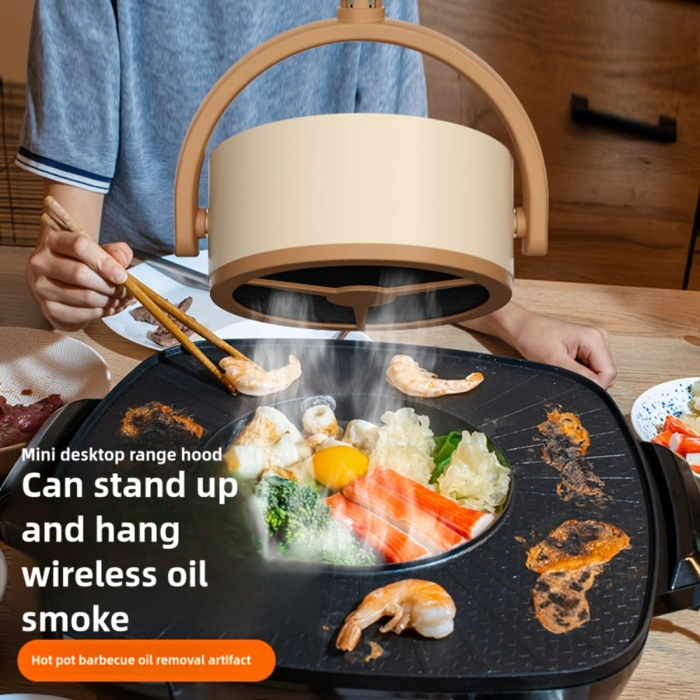 Portable USB Range Hood Handheld Exhaust Fan, Compact Smoke Absorber with 2 Filter Screens for BBQ