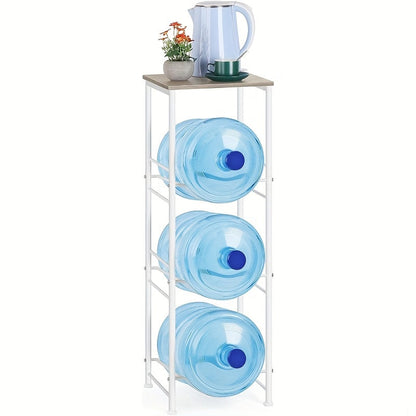 5-Gallon Water Jug Holder 3-Tier, Water Bottle Rack Organizer with Top Shelf & Adjustable Legs for Kitchen