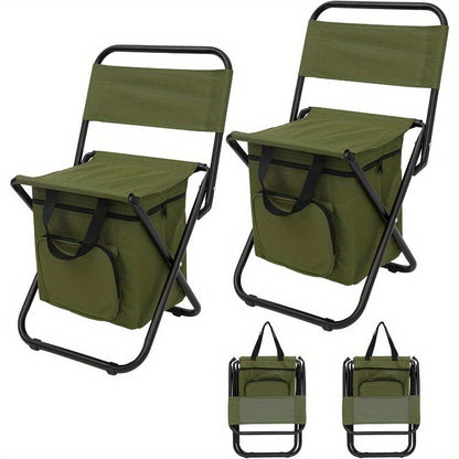 Folding Backpack Camping Chair with Backrest & 12.4L Storage Bag, Lightweight 265 lb Stool for Fishing & Events