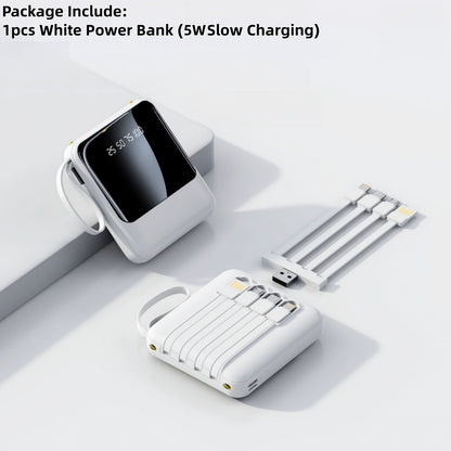 Power Bank 10000mAh with Built-In Cable Set, 5W/15W/22.5W selections, Display and Lanyard for Travel