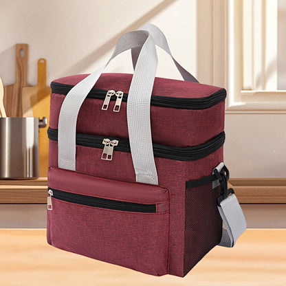 Insulated Lunch Bag Large Capacity Leakproof Waterproof with Shoulder Strap Double Pocket Portable Cooler Tote for Men Women Work School
