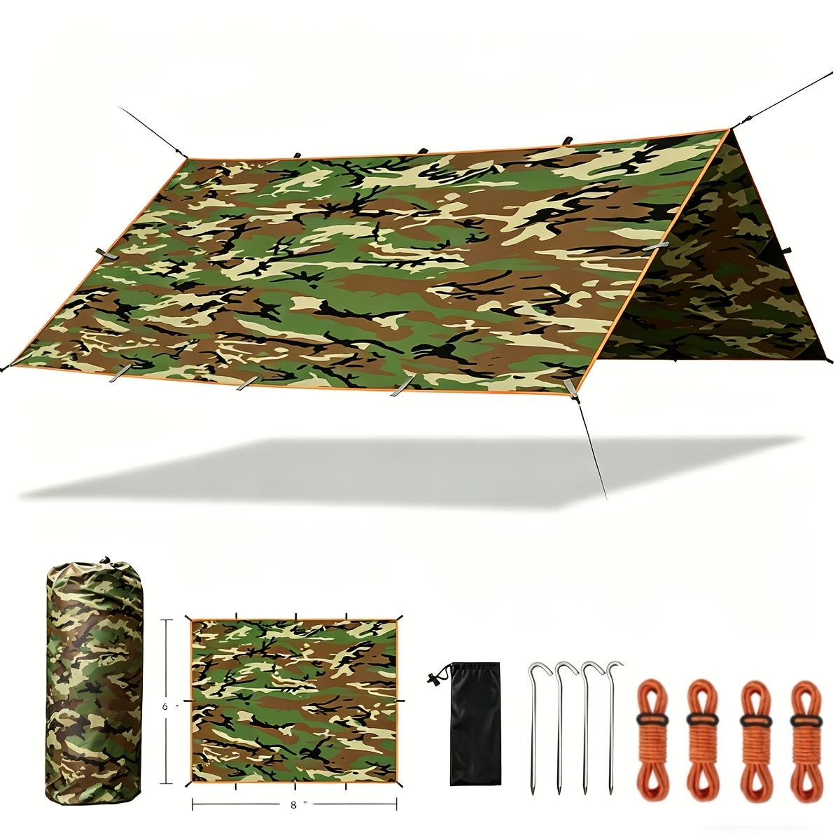 Camping Tarp Canopy with UV Protection – Portable Foldable Waterproof Shelter Tent for Backpacking, Hiking, Garden