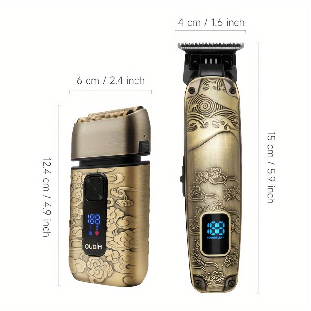 Foil Shaver for Men 2-in-1 Hair Clipper & Beard Trimmer Grooming Kit - Cordless Rechargeable Electric Razor for Face Mustache Bald Head