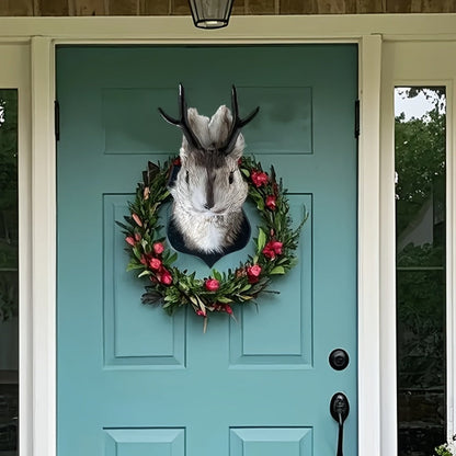 Jackalope Wall Mount Faux Taxidermy Rabbit Head with Antlers - Whimsical 3D Resin Animal Wall Art for Home