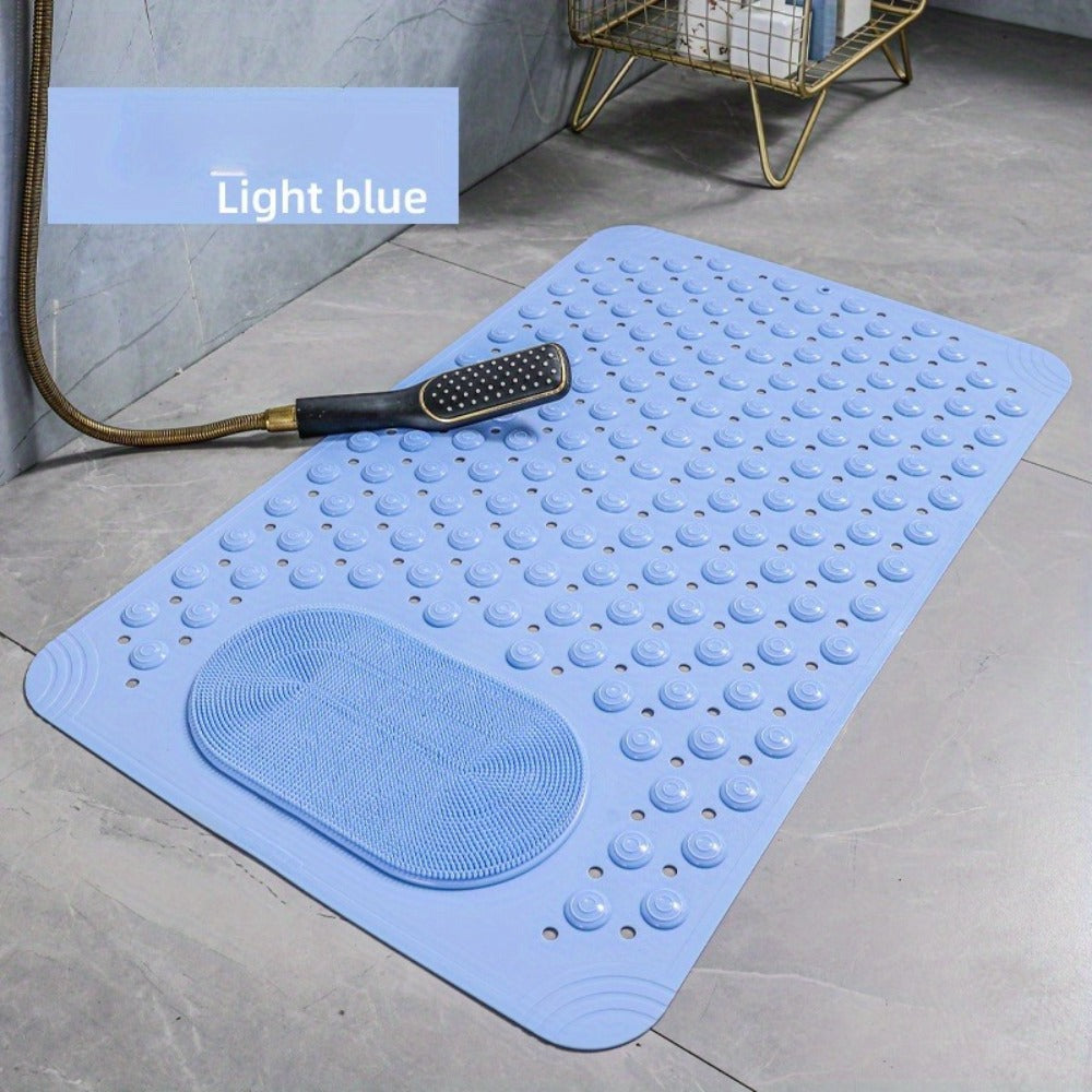 Bath Mat with Massage Buttons - PVC Shower Mat with Polka Dot Pattern, 0.35" Thick Rectangular Bathroom Safety Mat