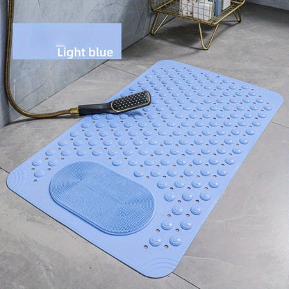 Bath Mat with Massage Buttons - PVC Shower Mat with Polka Dot Pattern, 0.35" Thick Rectangular Bathroom Safety Mat