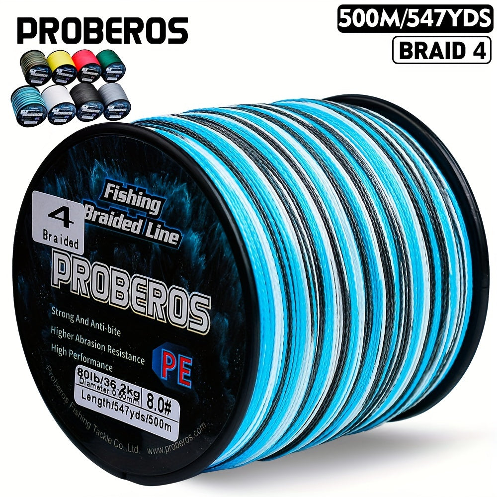 Braided Fishing Line 4 Strand 500M/547Yds – Abrasion Resistant Zero Stretch Superline 6LB-80LB, Multi-Color, Gray/Green/Camo