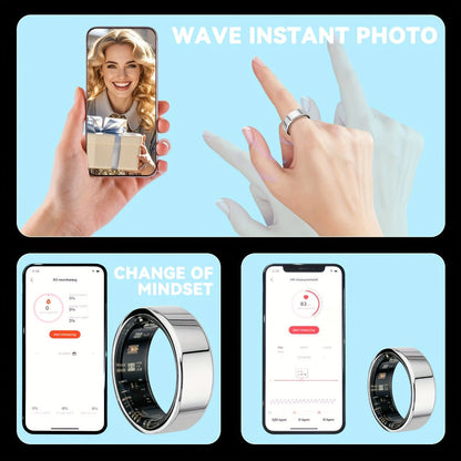 Screenless Smart Ring with Charging Case Options, Black, Gold or Silver Finish and Sizes 7–13