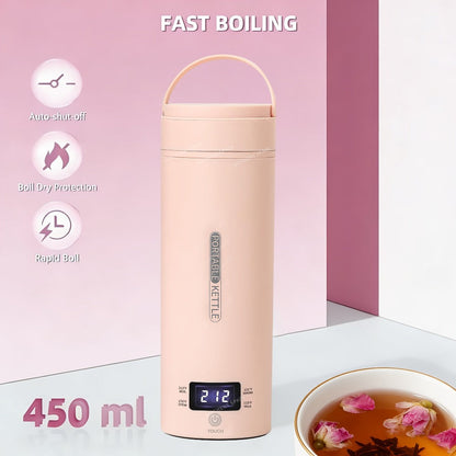 Travel Electric Kettle Mini Portable, Small Water Boiler with 4 Temperature Settings, 304 Stainless Steel