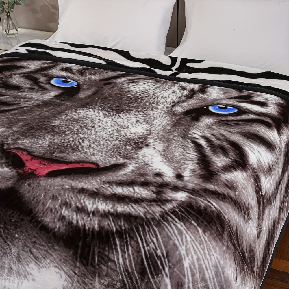 Reversible Plush Blanket 2-Ply 520GSM Milk Velvet - Queen King Size Blanket with Vibrant Animal & Floral Designs