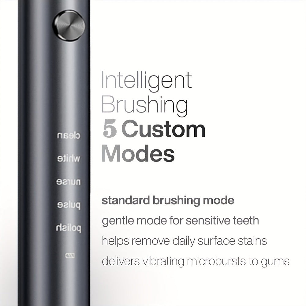 Electric Toothbrush with Five Modes, 40, 000 Vibrations per Minute, Type-C Charging and Four or Eight Heads