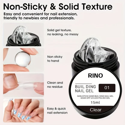 RINO 3D Nail Sculpture Kit 5pcs – Solid Builder Gel with Rhinestone Gel Molding Gel Flower Molds & Sculpting Brush