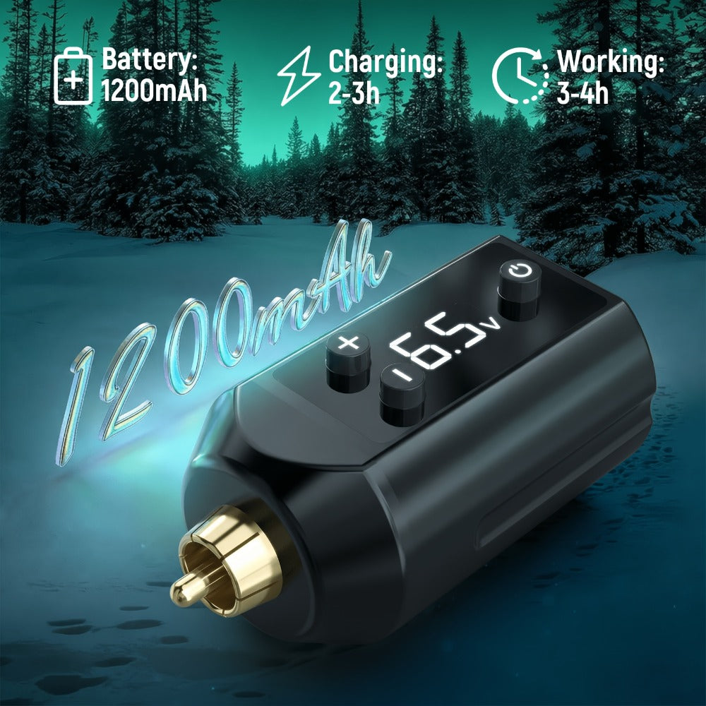 Rotary Tattoo Pen Machine Kit, 1200mAh Battery, LED Display, 4.0mm Stroke, Anti-Slip Grip, Adjustable 4-12V