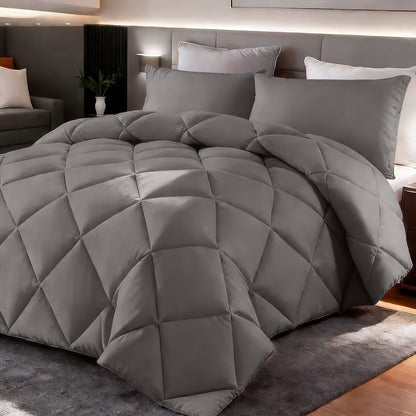 Comforter Set 2-3 Piece Rhombus Grid Luxury – Soft Lightweight Breathable Oversized Bedding Set with Pillowcases