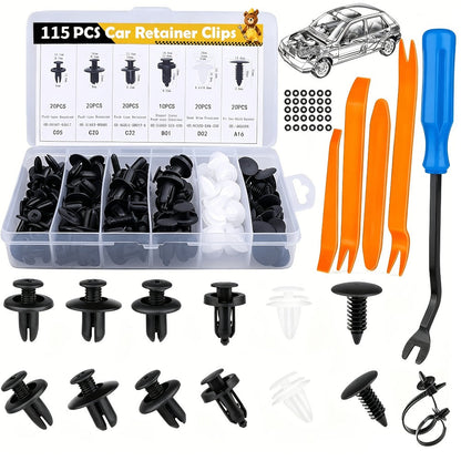 Automotive Push Retainer Clip Kit with 115, 635, 640 or 1290-Piece Options and Pictured Removal Tools