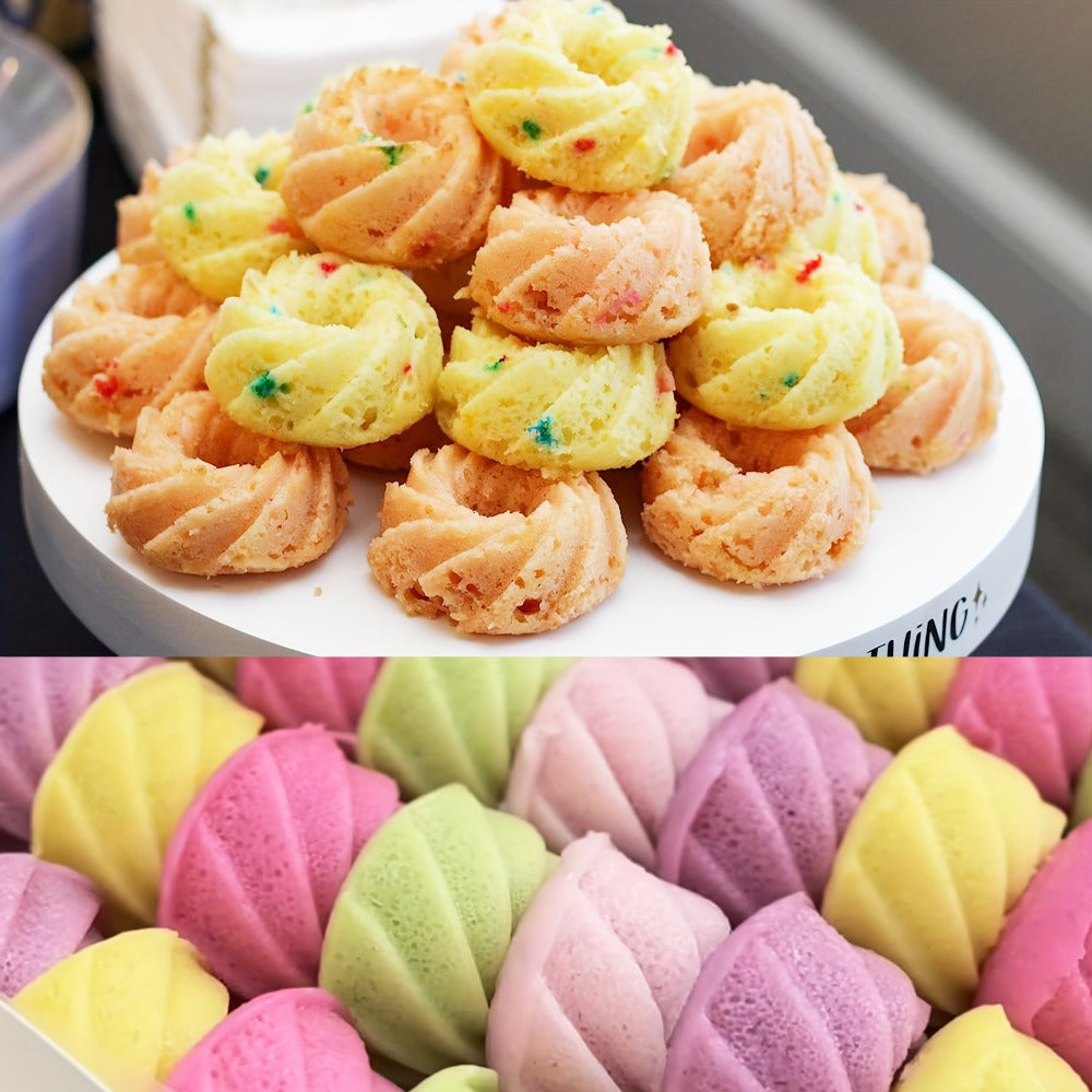 Silicone Donut Mold 48pcs, Nonstick Silicone Baking Cups with 4 Shapes (Thread, Woven, Pumpkin, Flower), Muffin Jello Bagel Pan