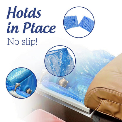 Disposable Pedicure Liners 400 Count XL 48"x48" Blue – Plastic Foot Spa Bowl Liners 9.5 Mic for Pedicure Chair Tub Nail Salon Spa