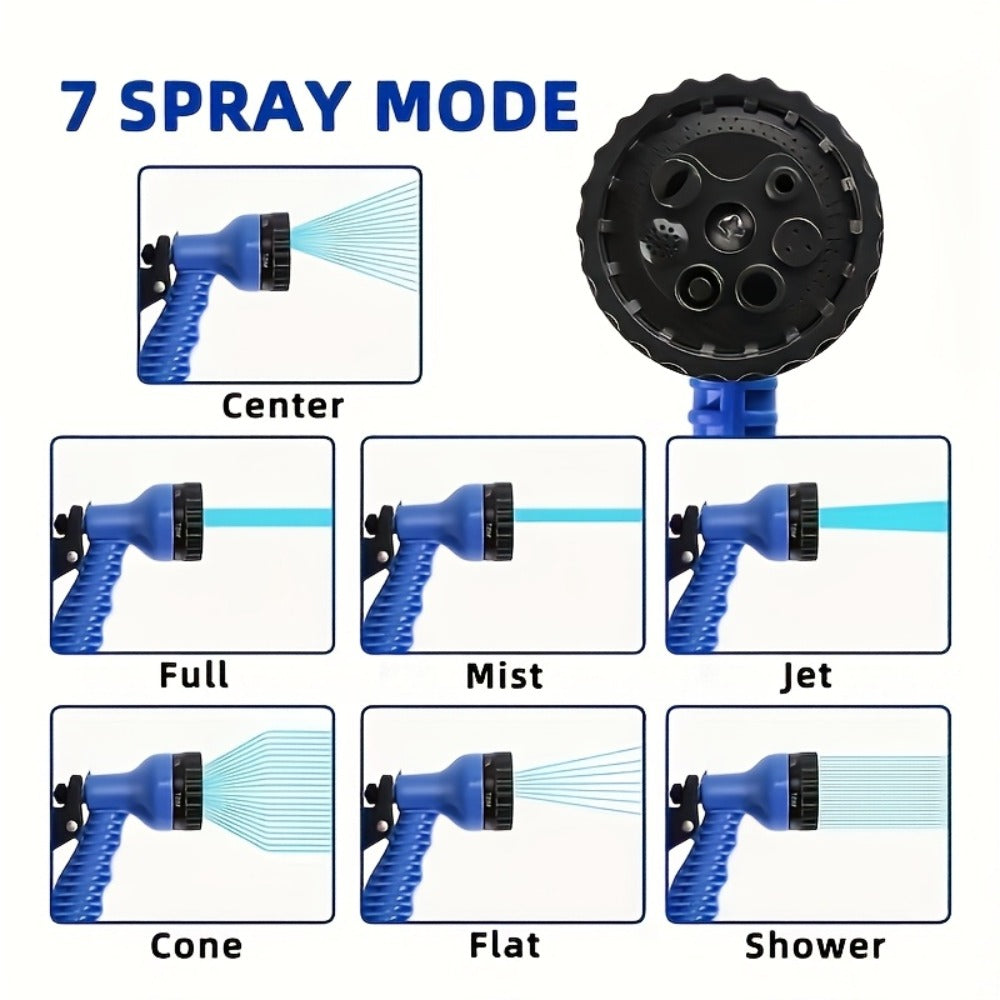 100 Foot Car Wash Hose Kit with 7-Mode High-Pressure Spray Nozzle – Tangle-Free, Kink-Resistant, Lightweight & Rust-Proof Garden Hose