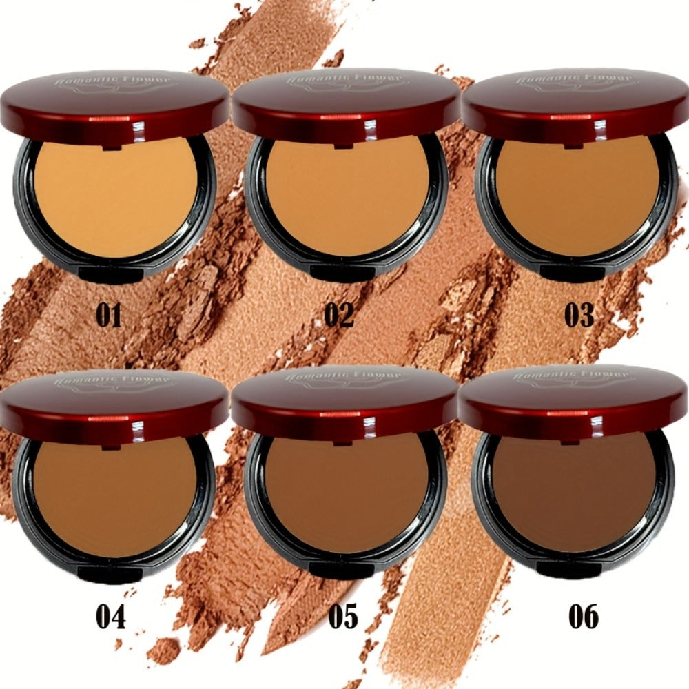 Pressed Powder Foundation Contour Matte Ful1l Coverage Oil Control Waterproof, 6 Shades Light to Dark
