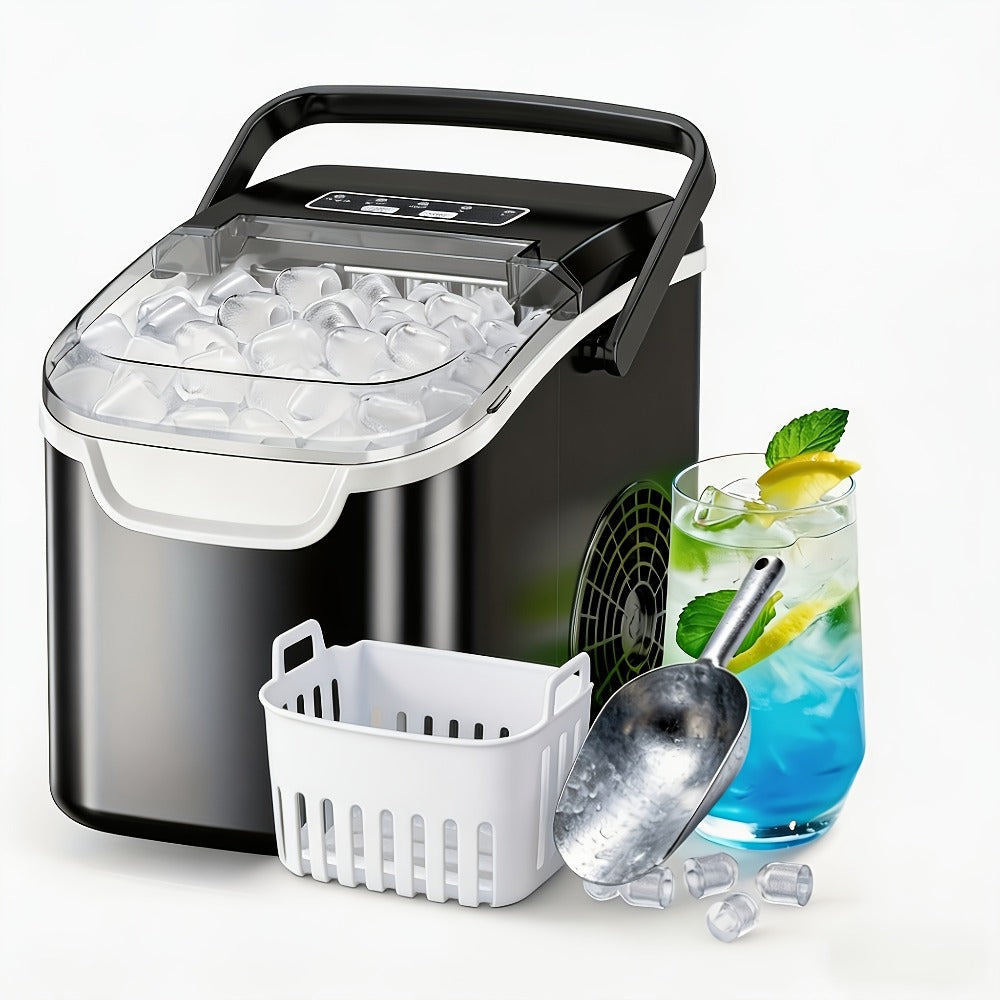 Portable Ice Maker Machine /Day - Countertop Ice Maker Makes 8 Ice Cubes in 6 Minutes, 2 Ice Sizes
