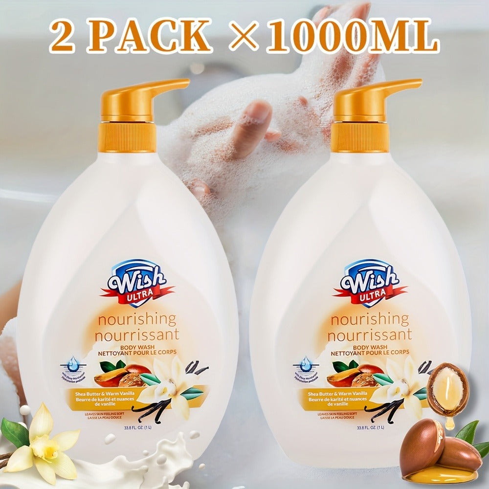 Vitamin E Moisturizing Body Wash 2-Pack 1000ml Each 5 Fragrances – Deep Cleansing Long-Lasting Scent Shower Gel for All Skin Types |